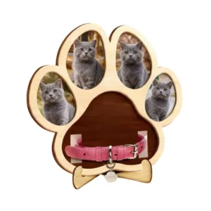 Pet Paw Print Memorial Photo Frame for Collar Display
