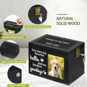 Wooden Pet Memorial Urn with Photo Frame and Lock
