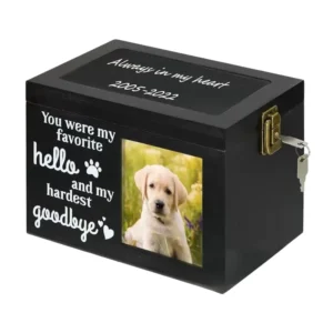 Wooden Pet Memorial Urn with Photo Frame and Lock